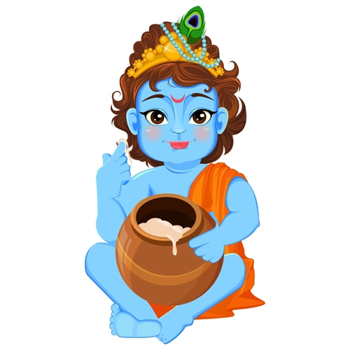 Balkrishna Theme Krishna Eating Butter Transparent Sticker